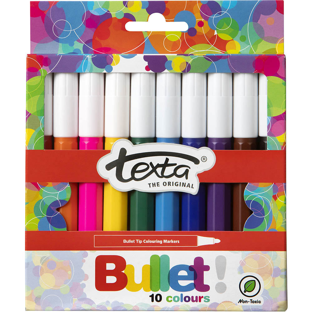 Image for TEXTA COLOURING MARKER BULLET 1.0MM ASSORTED WALLET 10 from MOE Office Products Depot Mackay & Whitsundays