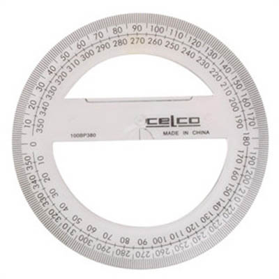 Image for CELCO PROTRACTOR 360 DEGREES 100MM HANGSELL from Albany Office Products Depot