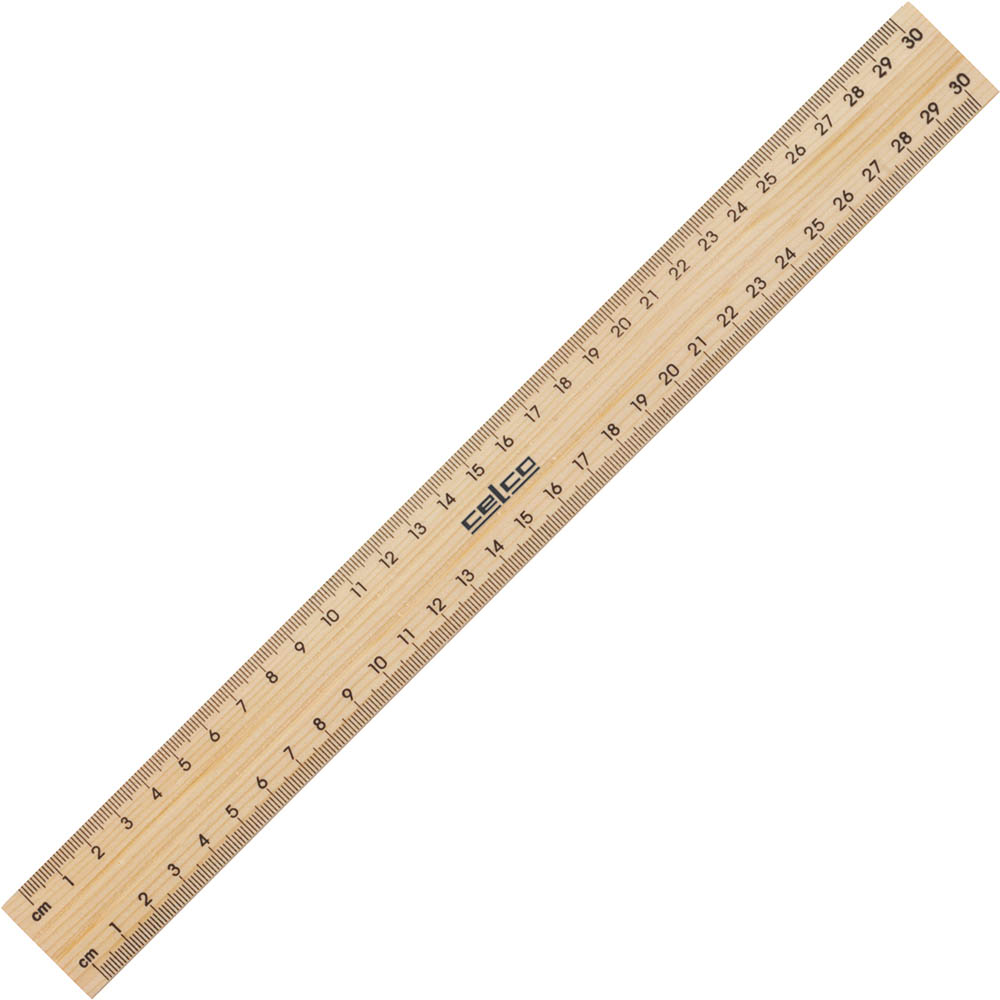 Image for CELCO RULER POLISHED WOOD DRILLED METAL EDGE 300MM from Ross Office Supplies Office Products Depot