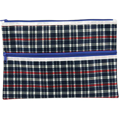 Image for CELCO TARTAN PENCIL CASE 2 ZIP 375 X 264MM from Ross Office Supplies Office Products Depot