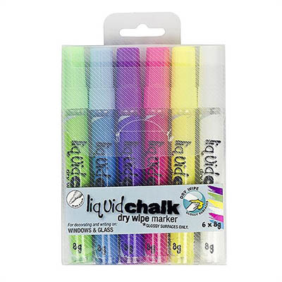 Image for TEXTA LIQUID CHALK MARKER DRY WIPE BULLET 4.5MM ASSORTED WALLET 6 from MOE Office Products Depot Mackay & Whitsundays