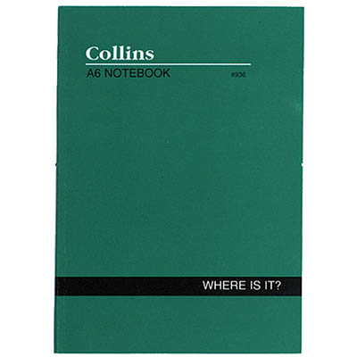 Image for COLLINS NOTEBOOK WHERE IS IT A-Z INDEX 120 PAGE A6 GREEN from MOE Office Products Depot Mackay & Whitsundays