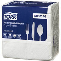 tork 509246 advanced cocktail napkin 2-ply 240 x 240mm white pack 100