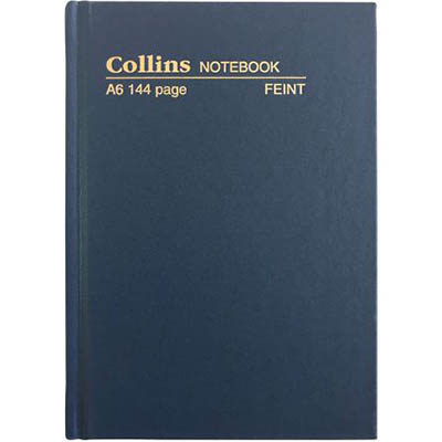 Image for COLLINS CASEBOUND NOTEBOOK FEINT RULED 144 PAGE A6 BLUE from MOE Office Products Depot Mackay & Whitsundays