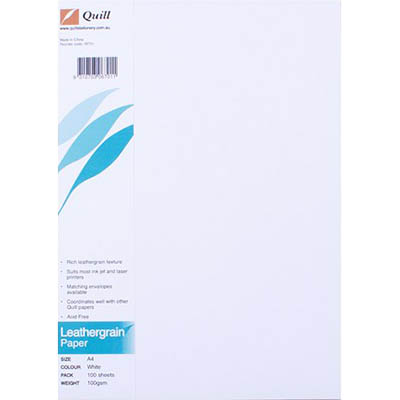 Image for QUILL LEATHERGRAIN PAPER 100GSM A4 WHITE PACK 100 from Albany Office Products Depot