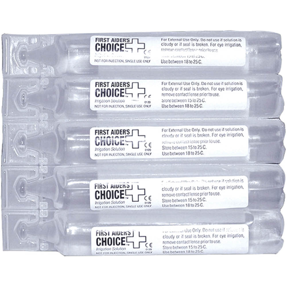 Image for FIRST AIDERS CHOICE STERILE SALINE SOLUTION POD 20ML PACK 5 from Office Products Depot