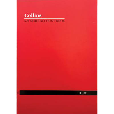 Image for COLLINS A24 SERIES ACCOUNT BOOK FEINT RULED STAPLED 24 LEAF A4 RED from Office Products Depot