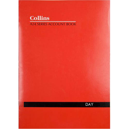 Image for COLLINS A24 SERIES ACCOUNT BOOK DAY FEINT RULED STAPLED 24 LEAF A4 RED from Office Products Depot