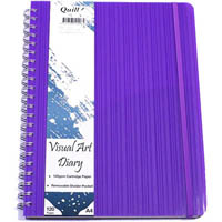 quill visual art diary 125gsm 120 page a4 pp violet