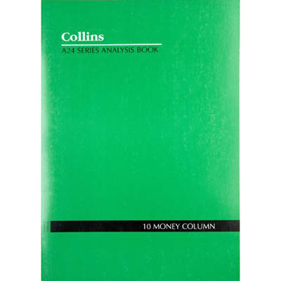Image for COLLINS A24 SERIES ANALYSIS BOOK 10 MONEY COLUMN FEINT RULED STAPLED 24 LEAF A4 GREEN from Office Products Depot