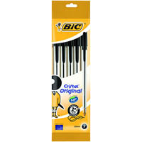 bic cristal ballpoint pens medium black pack 5