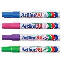 artline 90 permanent marker chisel 2-5mm bright assorted pack 12