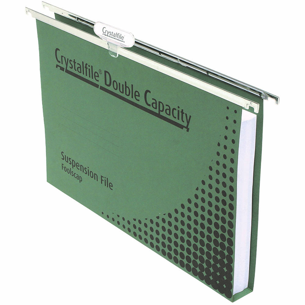 Image for CRYSTALFILE DOUBLE CAPACITY SUSPENSION FILES 30MM FOOLSCAP GREEN BOX 50 from Total Supplies Pty Ltd