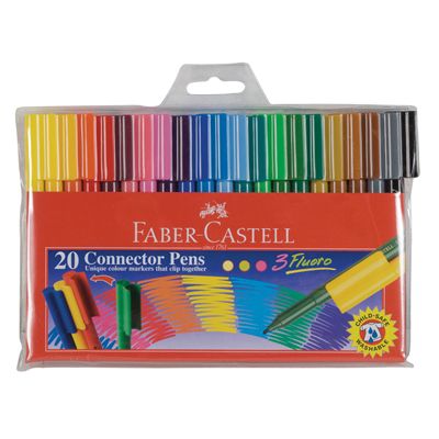 Image for FABER-CASTELL CONNECTOR PENS ASSORTED PACK 20 from Barkers Rubber Stamps & Office Products Depot