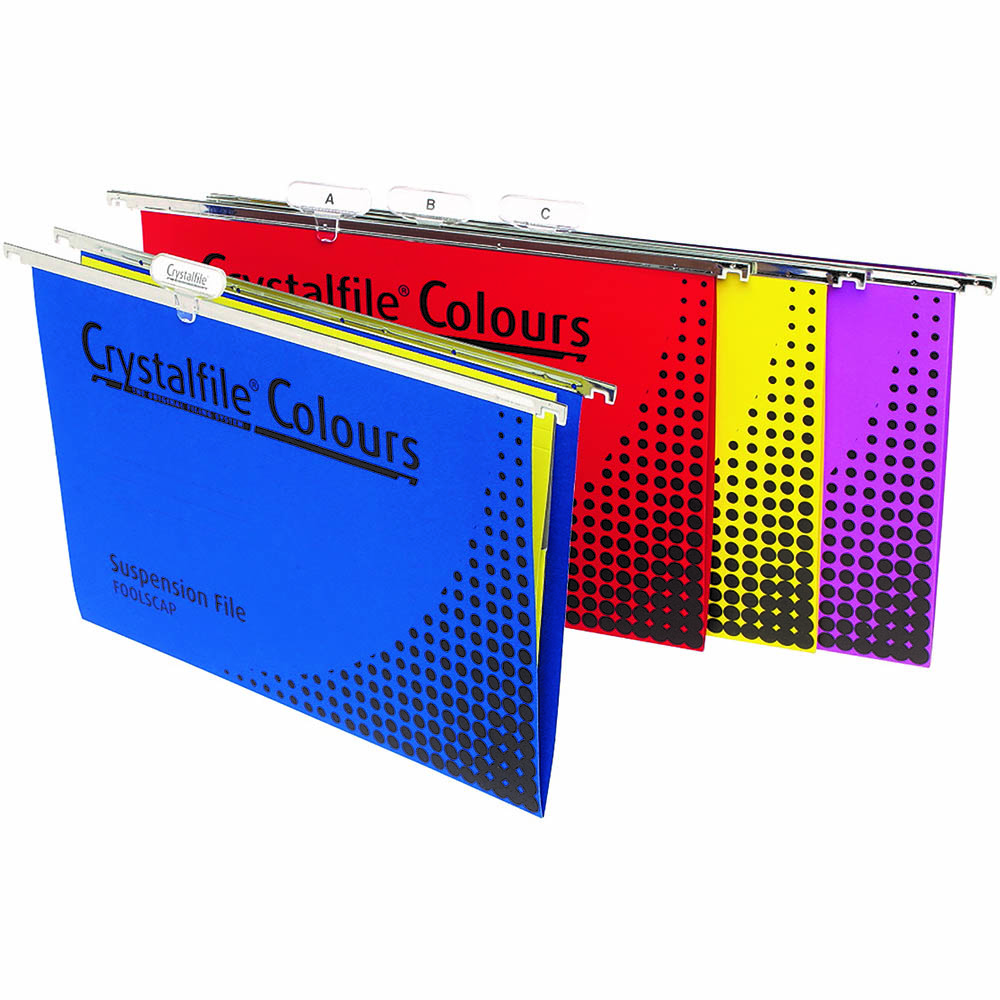 Image for CRYSTALFILE COLOURS SUSPENSION FILES FOOLSCAP ASSORTED PACK 25 from Total Supplies Pty Ltd