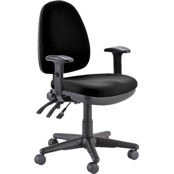 Image for BURO VERVE TASK CHAIR HIGH BACK 3-LEVER ARMS JETT BLACK from MOE Office Products Depot Mackay & Whitsundays
