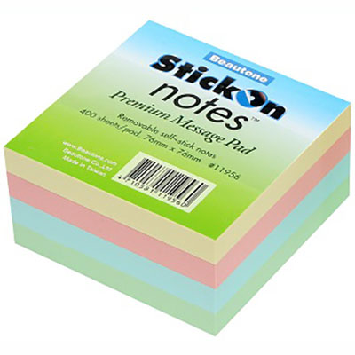 Image for STICK-ON NOTES CUBE 400 SHEETS 76 X 76MM PASTEL from OFFICEPLANET OFFICE PRODUCTS DEPOT