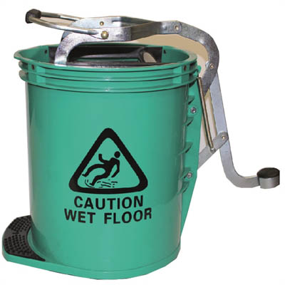 Image for CLEANLINK MOP BUCKET HEAVY DUTY METAL WRINGER 16 LITRE GREEN from Albany Office Products Depot