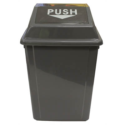 Image for CLEANLINK RUBBISH BIN WITH SWING LID 60 LITRE GREY from Albany Office Products Depot