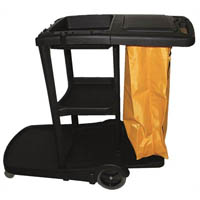 cleanlink janitor trolley 3 tier with lid black