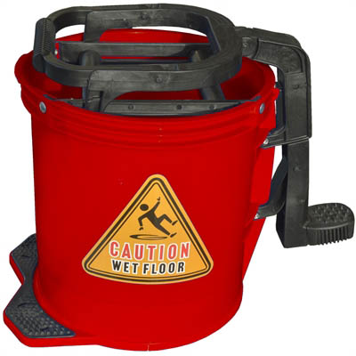 Image for CLEANLINK MOP BUCKET HEAVY DUTY PLASTIC WRINGER 16 LITRE RED from Albany Office Products Depot
