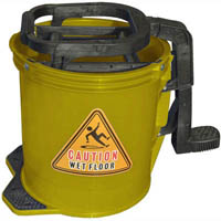 cleanlink mop bucket heavy duty plastic wringer 16 litre yellow