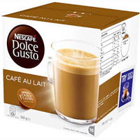 nescafe dolce gusto coffee capsules cafe au lait pack 16