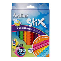artline stix colouring marker assorted pack 10