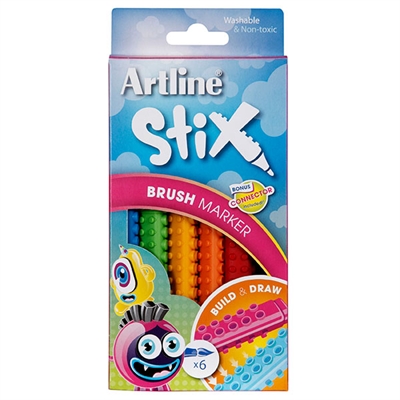 Image for ARTLINE STIX BRUSH MARKER ASSORTED PACK 6 from OFFICEPLANET OFFICE PRODUCTS DEPOT