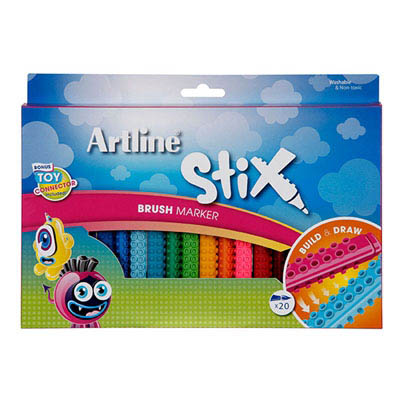 Image for ARTLINE STIX BRUSH MARKER ASSORTED PACK 20 from Total Supplies Pty Ltd