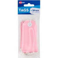 avery 13201 swing tags with string 96 x 48mm pink pack 24