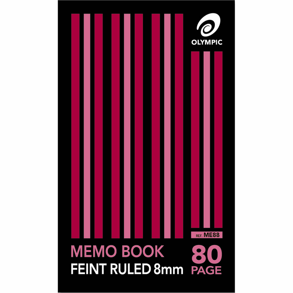 Image for OLYMPIC ME88 MEMO NOTEBOOK 8MM FEINT RULED 80 PAGE 55GSM 165 X 100MM from Barkers Rubber Stamps & Office Products Depot