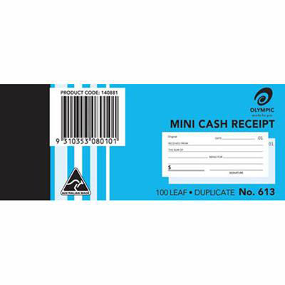 Image for OLYMPIC 613 MINI CASH RECEIPT BOOK DUPLICATE 100 LEAF 50 X 125MM from MOE Office Products Depot Mackay & Whitsundays