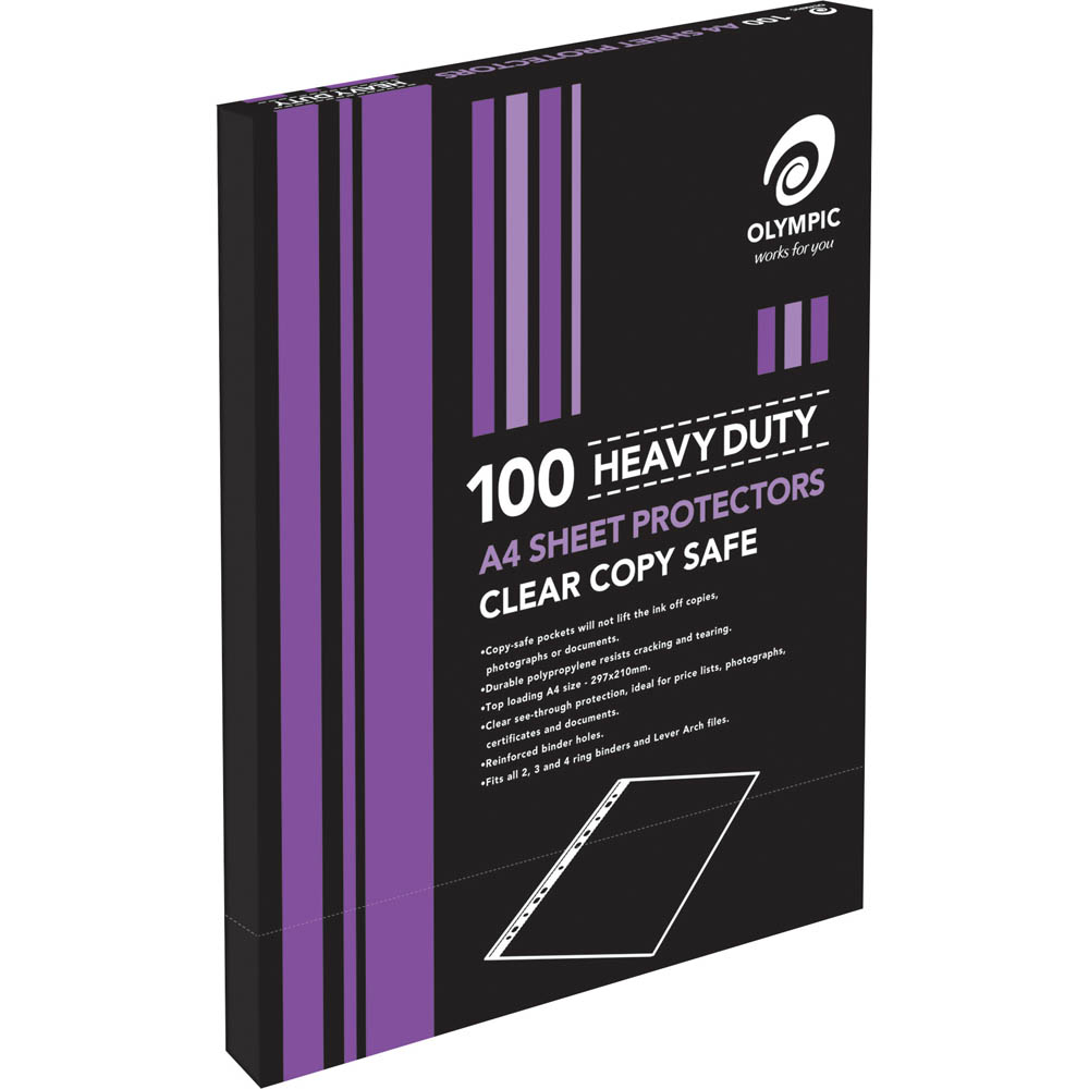Image for OLYMPIC SHEET PROTECTOR A4 HEAVY DUTY BOX 100 from MOE Office Products Depot Mackay & Whitsundays