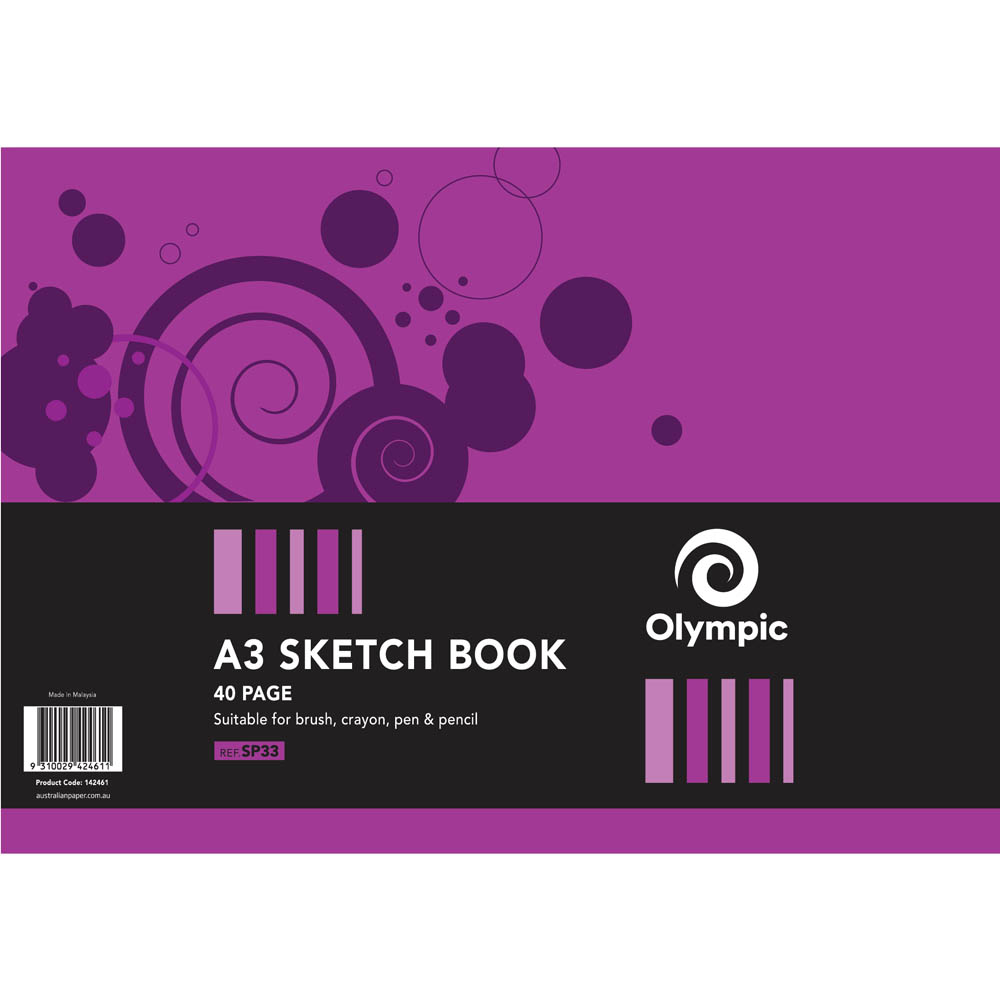 Image for OLYMPIC SP33 SKETCH BOOK SIDE OPEN 110GSM 40 PAGE A3 from Total Supplies Pty Ltd