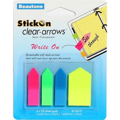 Image for STICK-ON CLEAR ARROWS WRITE ON 25 SHEETS ASSORTED PACK 4 from Office Products Depot Gold Coast