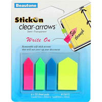 stick-on clear arrows write on 25 sheets assorted pack 4