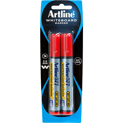 Image for ARTLINE 577 WHITEBOARD MARKER BULLET 3MM RED PACK 2 HANGSELL from MOE Office Products Depot Mackay & Whitsundays