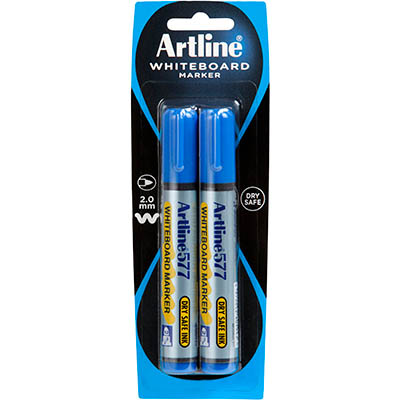 Image for ARTLINE 577 WHITEBOARD MARKER BULLET 3MM BLUE PACK 2 HANGSELL from MOE Office Products Depot Mackay & Whitsundays