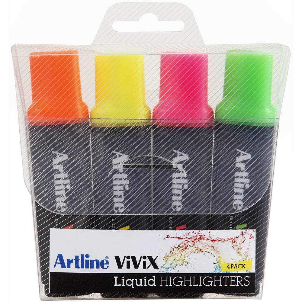 Image for ARTLINE VIVIX HIGHLIGHTER CHISEL ASSORTED PACK 4 from MOE Office Products Depot Mackay & Whitsundays