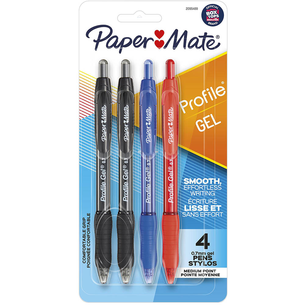 Image for PAPERMATE PROFILE GEL INK PEN 0.7MM ASSORTED PACK 4 from MOE Office Products Depot Mackay & Whitsundays