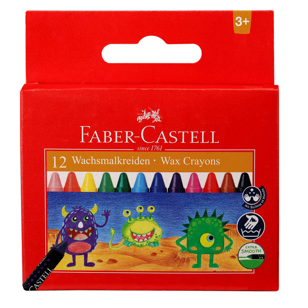 Image for FABER-CASTELL WAX CRAYONS ASSORTED BOX 12 from MOE Office Products Depot Mackay & Whitsundays