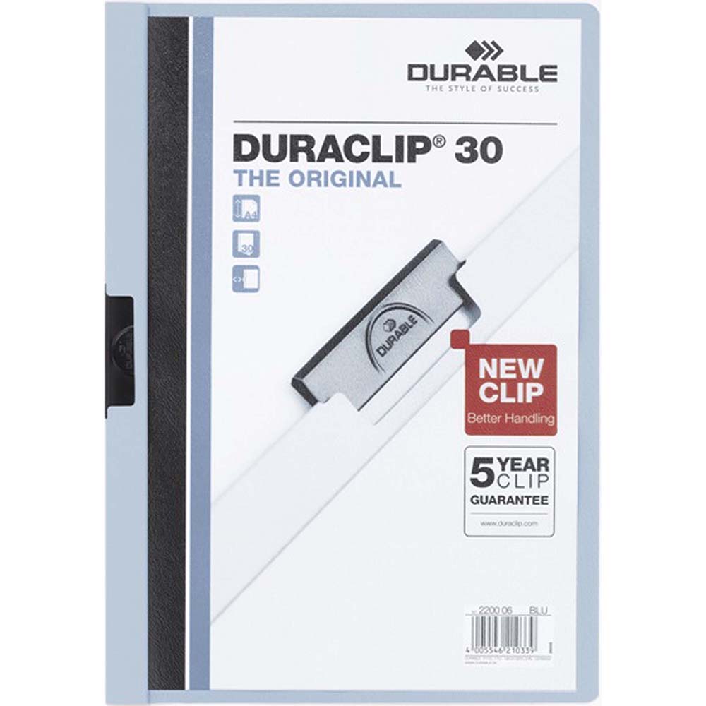 Image for DURABLE DURACLIP DOCUMENT FILE PORTRAIT 30 SHEET CAPACITY A4 BLUE from Barkers Rubber Stamps & Office Products Depot