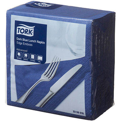 Image for TORK 2206015 ADVANCED LUNCHEON NAPKIN 2-PLY 310 X 310MM DARK BLUE PACK 100 from Total Supplies Pty Ltd