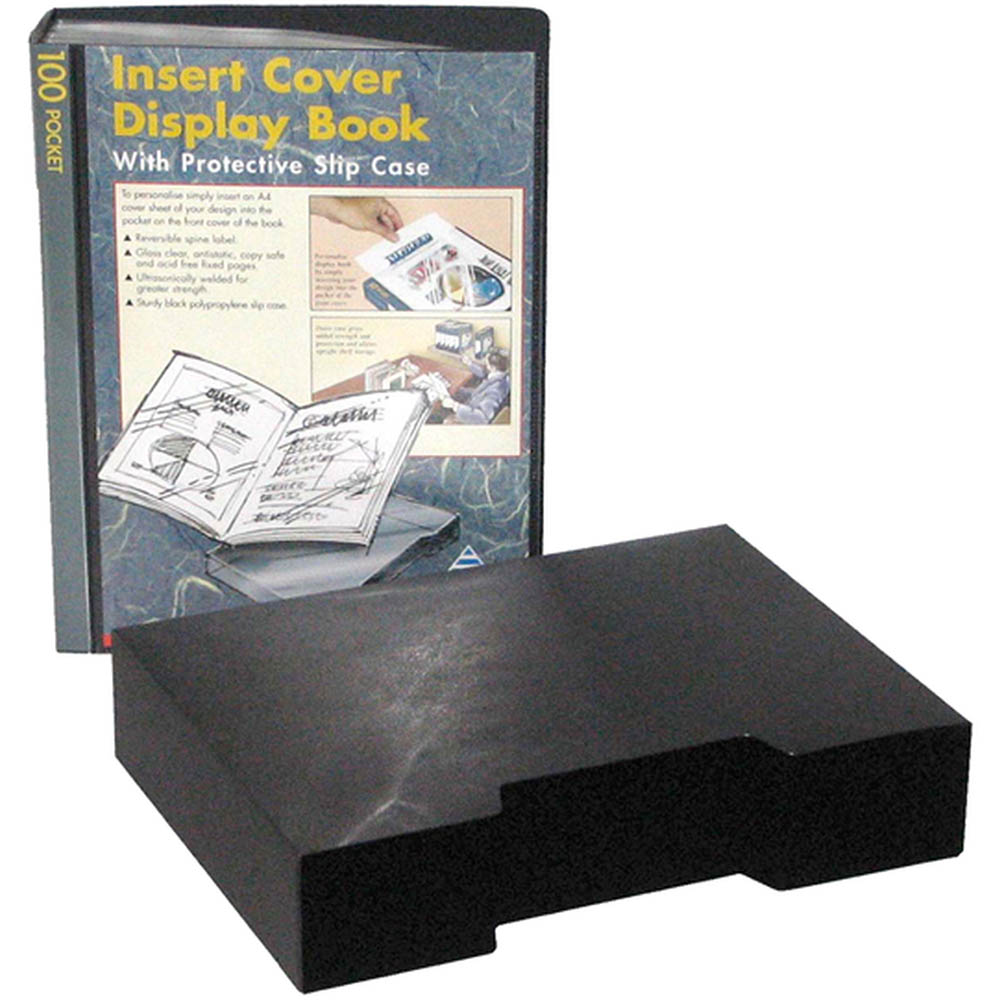 Image for COLBY DISPLAY BOOK NON-REFILLABLE INSERT COVER SLIPCASE 100 POCKET A4 BLACK from Margaret River Office Products Depot