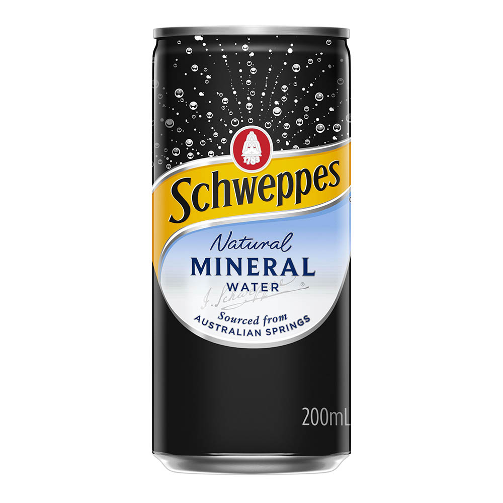 Image for SCHWEPPES NATURAL MINERAL WATER CAN 200ML CARTON 24 from Barkers Rubber Stamps & Office Products Depot