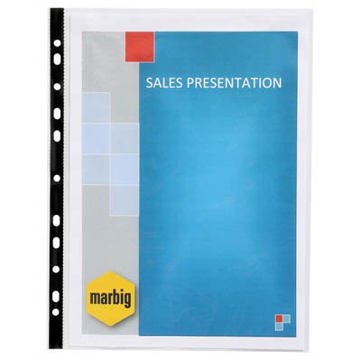 Image for MARBIG SHEET PROTECTORS BLACK EDGE A4 BOX 100 from MOE Office Products Depot Mackay & Whitsundays