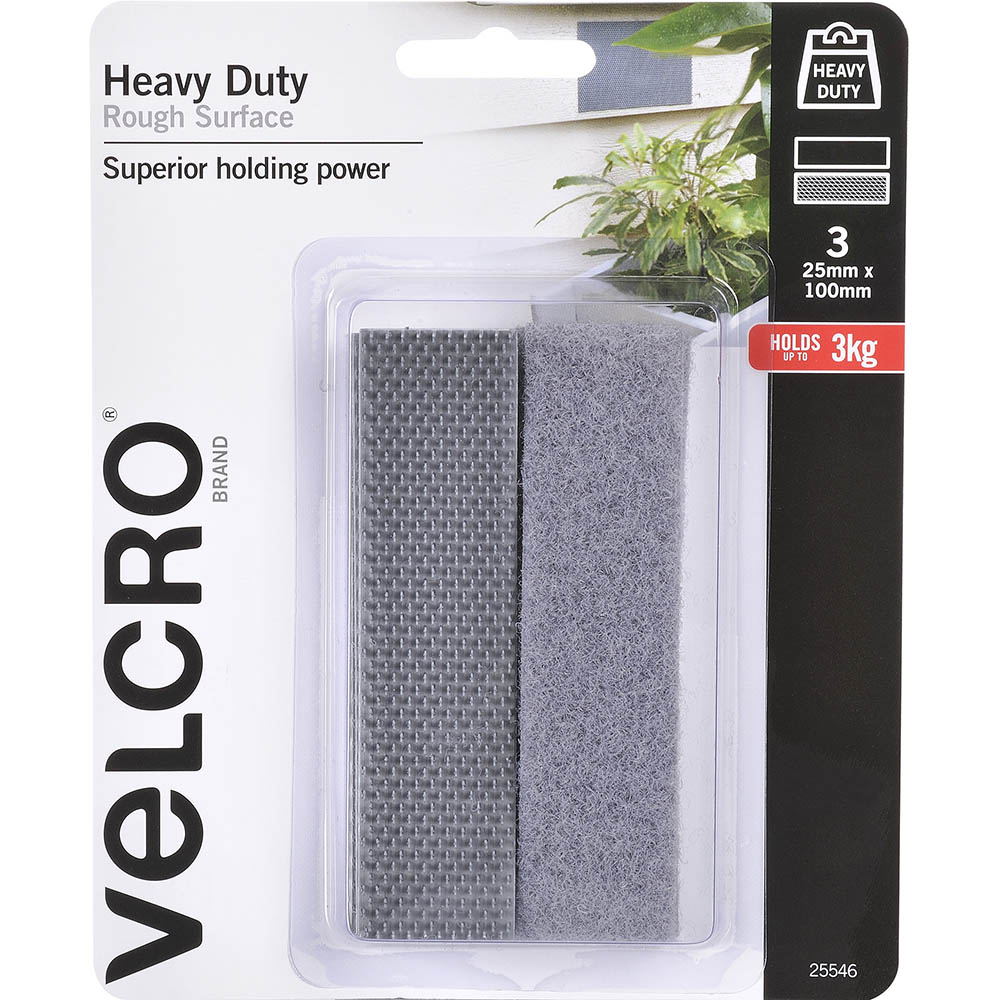 Image for VELCRO BRAND® HEAVY DUTY ROUGH SURFACE STICK-ON HOOK AND LOOP TAPE 25 X 100MM PACK 3 PAIRS from MOE Office Products Depot Mackay & Whitsundays