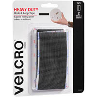 velcro brand® stick-on heavy duty hook and loop tape 50 x 100mm black pack 2