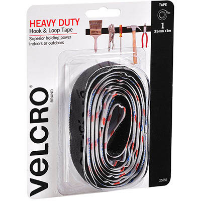 Image for VELCRO BRAND® STICK-ON HEAVY DUTY HOOK AND LOOP TAPE 25MM X 1M BLACK from Barkers Rubber Stamps & Office Products Depot